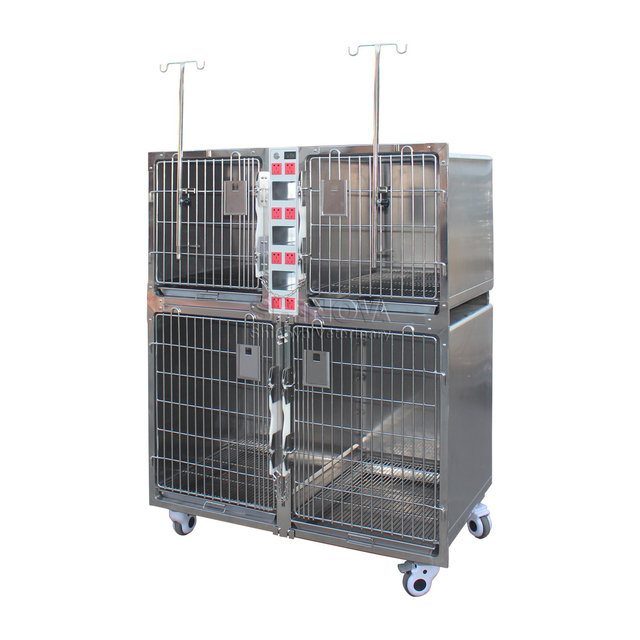Jaula de perros de acero inoxidable modular (con enchufes eléctricos)