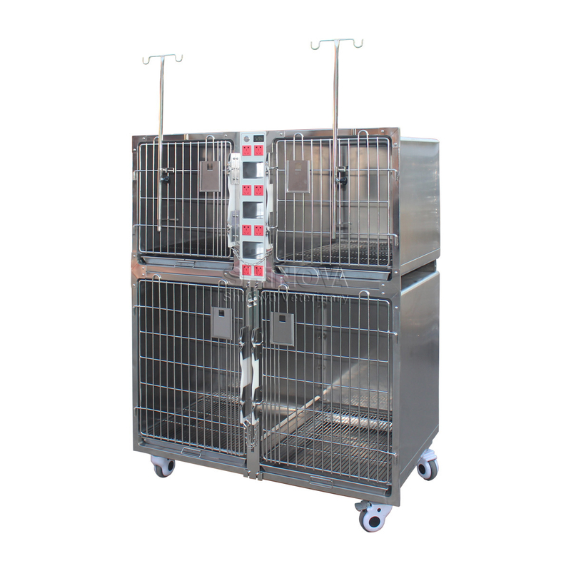Jaula de perros de acero inoxidable modular (con enchufes eléctricos)