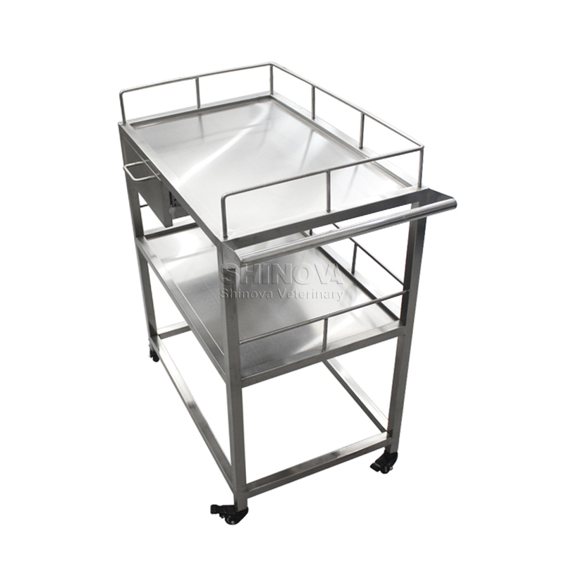 Trolley médico de acero inoxidable con cajones